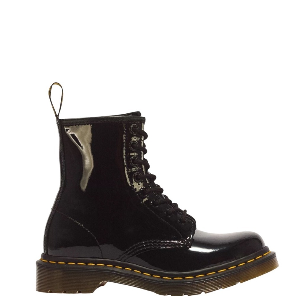 Dr. Martens 1460 Black Glitter Patent Leather Lace Combat Boots Women's Size 6